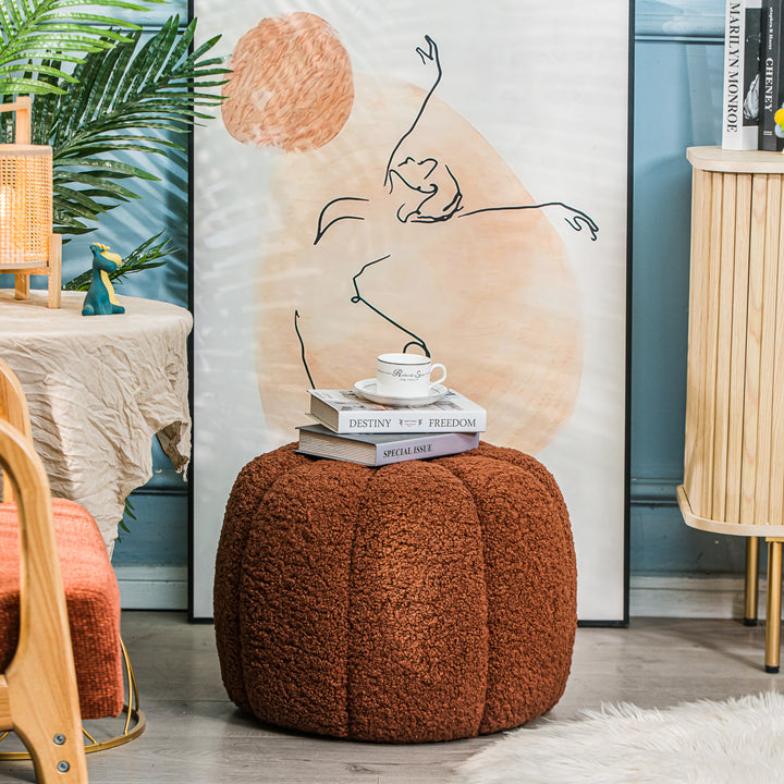 FJORD Terracotta Bouclé med striber puf