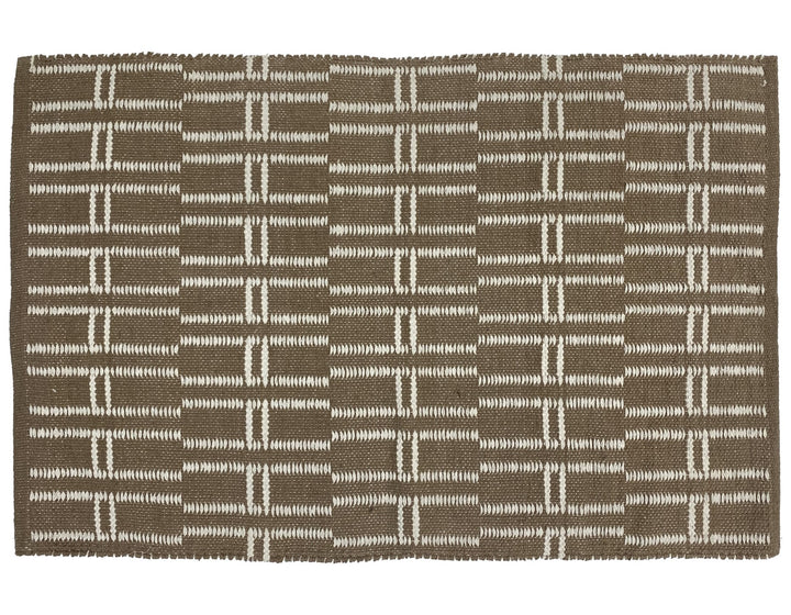 SKOVDE Rektangulært bomuldstæppe med brune og beige mønstre 90 x 60 cm
