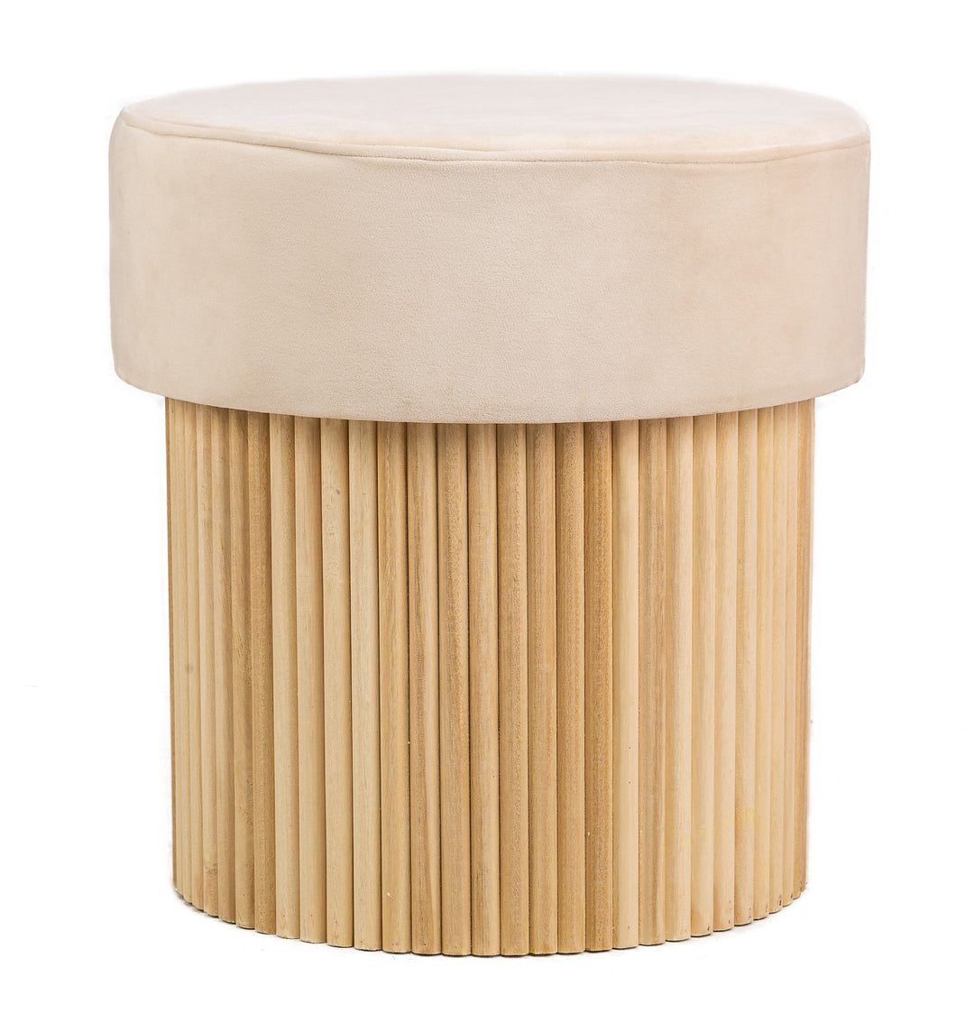 OTSU Beige fløjlspuf med opbevaring