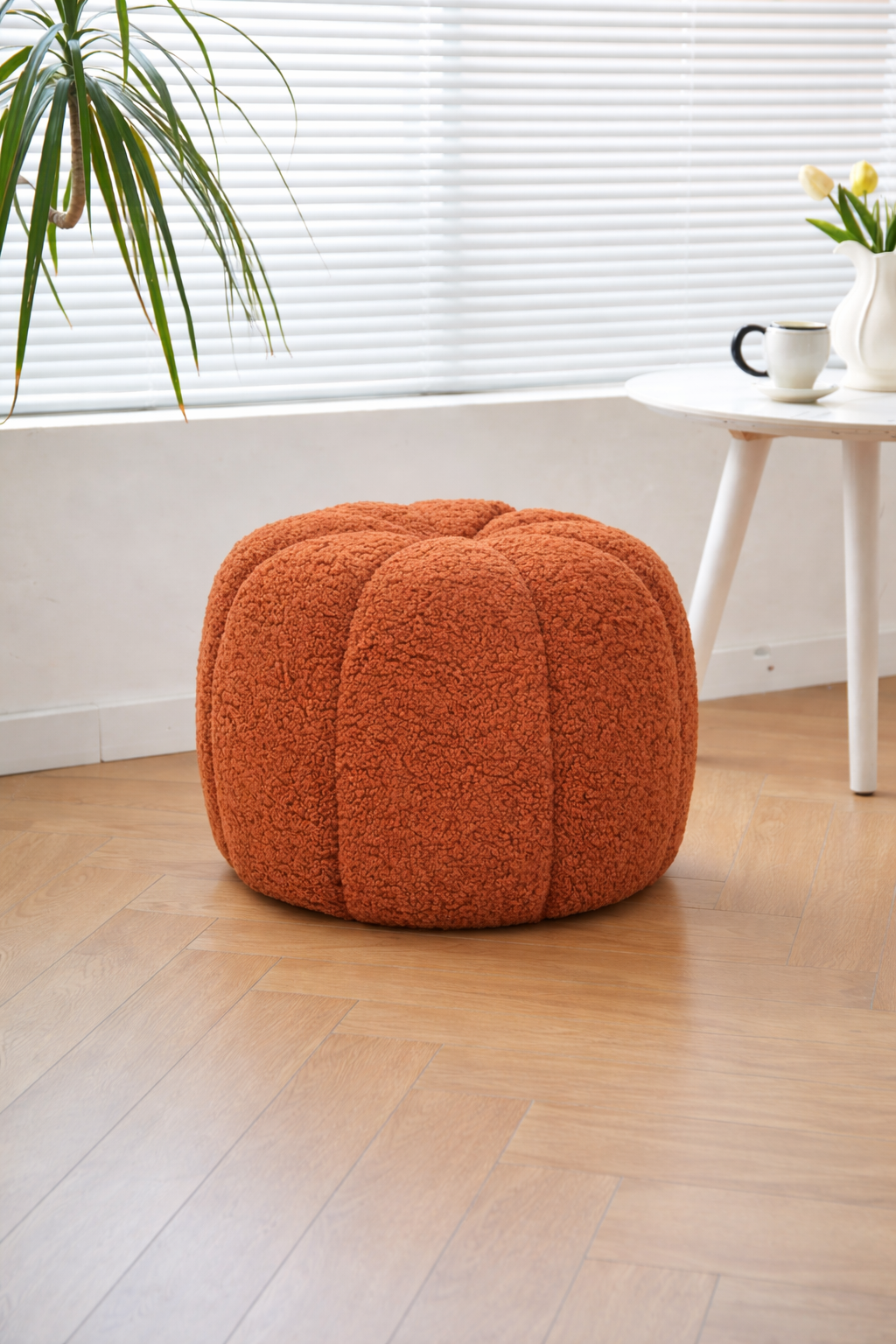 FJORD Terracotta Bouclé med striber puf