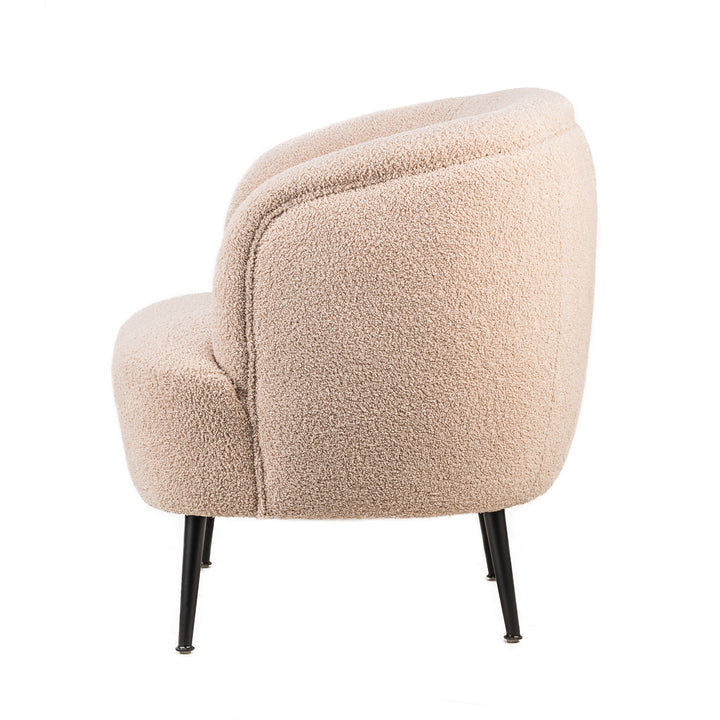 SVEN Metal og Beige Bouclé Lounge Chair