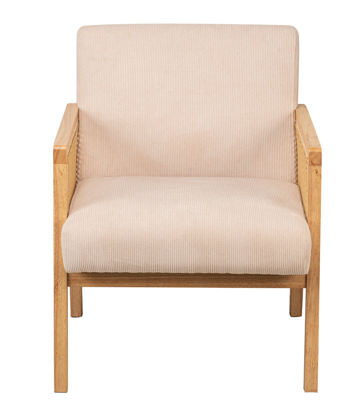 BORGO loungestol i rattan og beige fløjl
