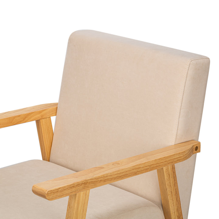 LOUIS Massivt Træ Beige Velour Loungestol