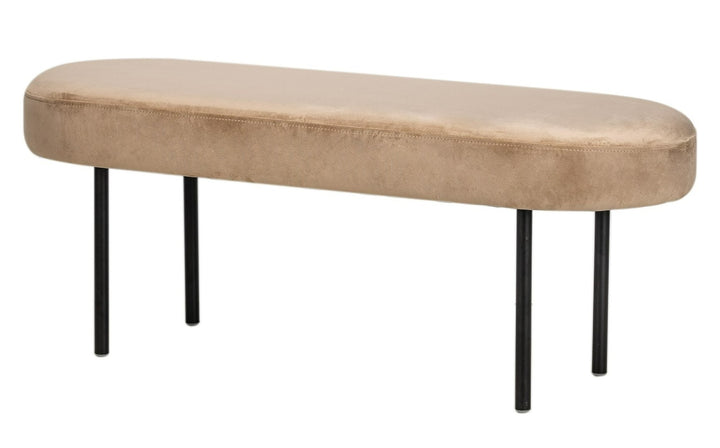 OSLO bænk i metal og beige fløjl