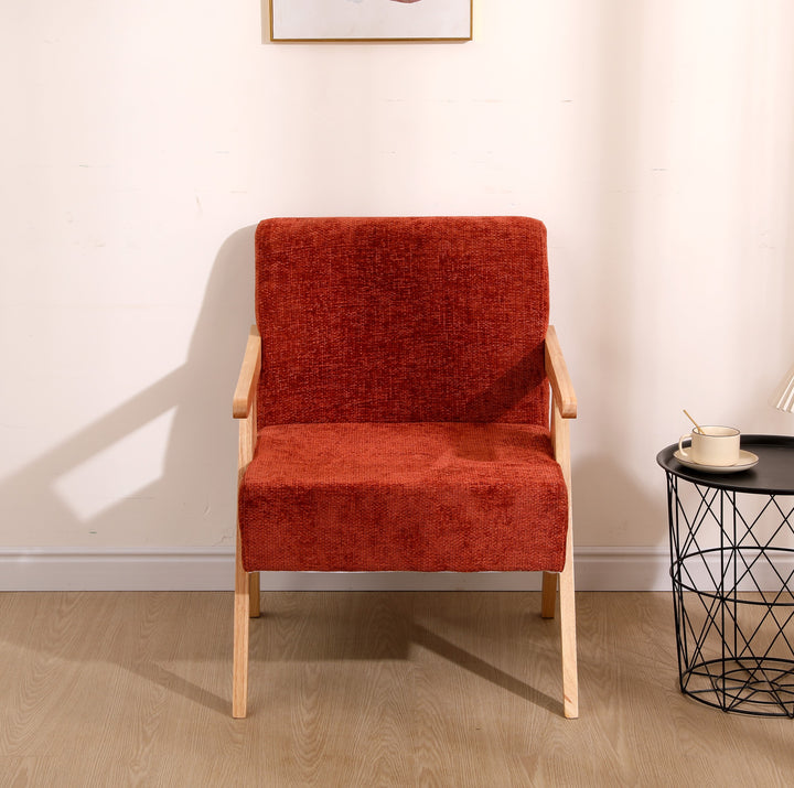 SANTAREM Solid Wood Terracotta Bouclé Lounge Chair