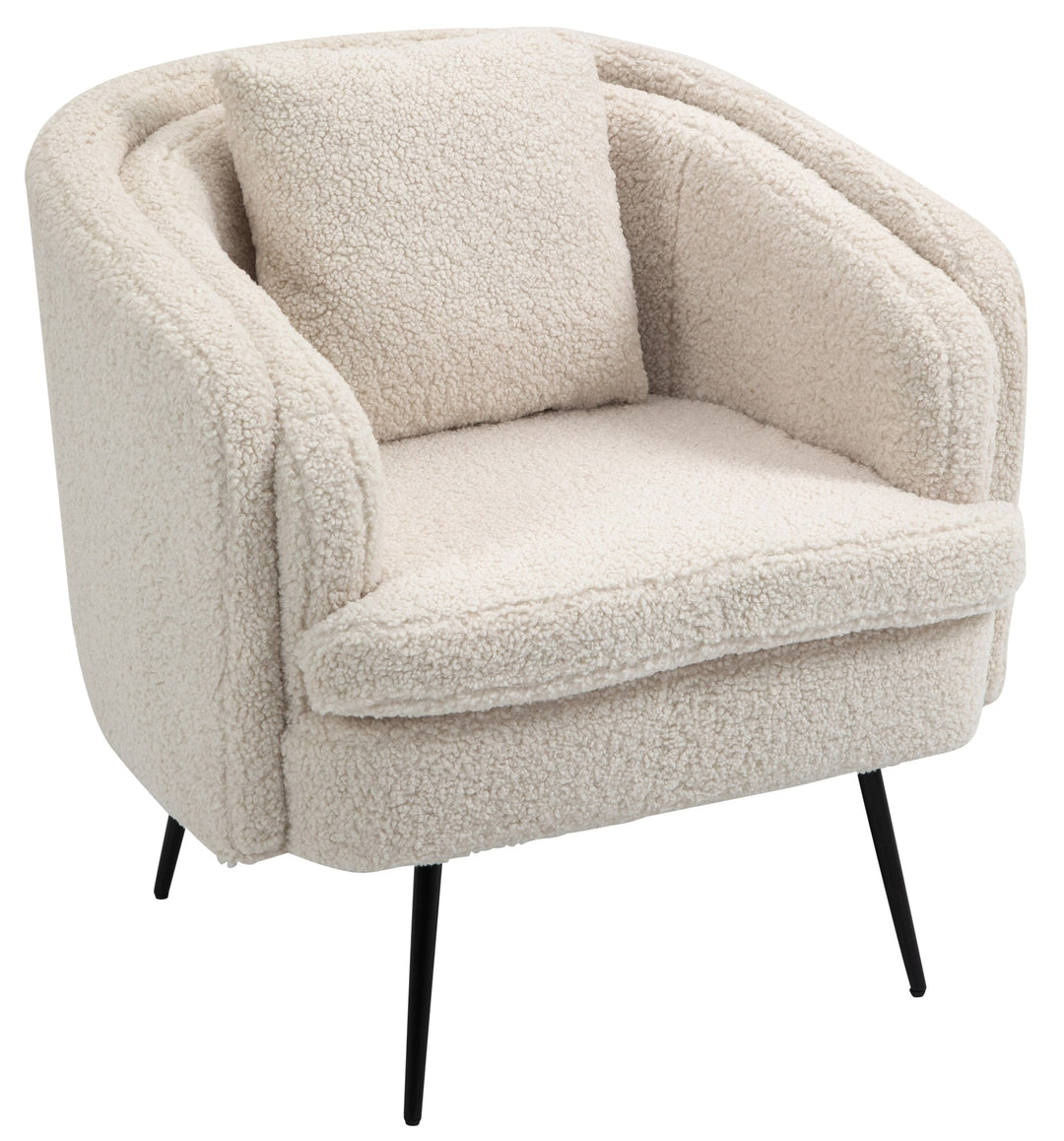 DUKE Metal og hvid Bouclé Lounge Chair