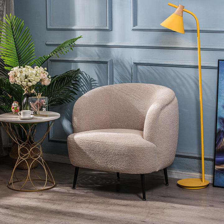SVEN Metal og Beige Bouclé Lounge Chair
