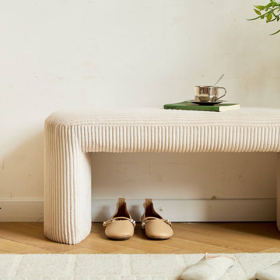 RIGA Beige Corduroy Bænk