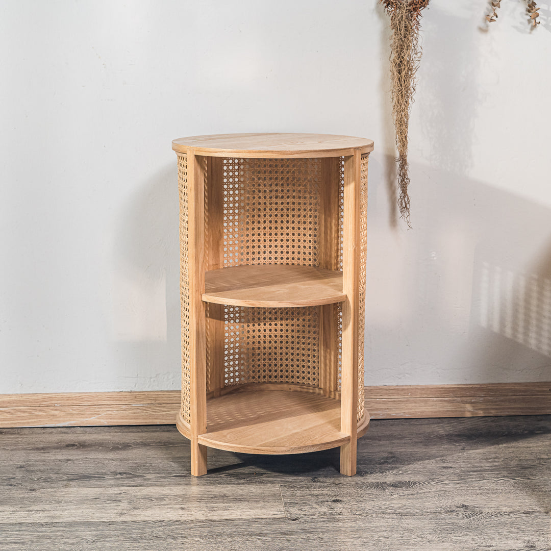 ALTA Natbord i naturtræ og rattan med 2 opbevaringspladser