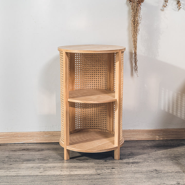 ALTA Natbord i naturtræ og rattan med 2 opbevaringspladser