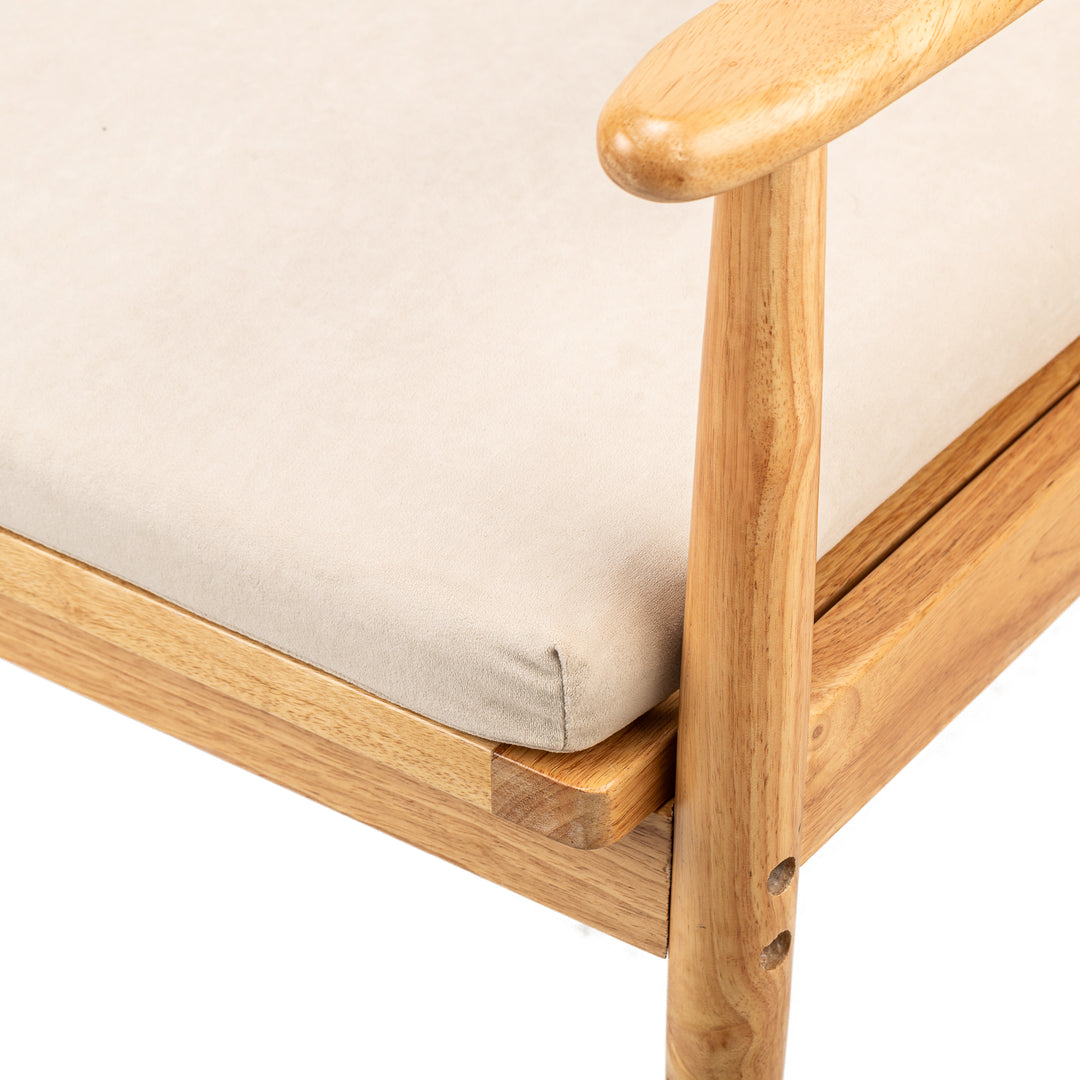 SURABAYA Massivt træ og Beige Stof Loungestol