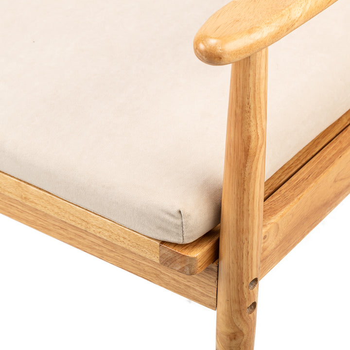 SURABAYA Massivt træ og Beige Stof Loungestol