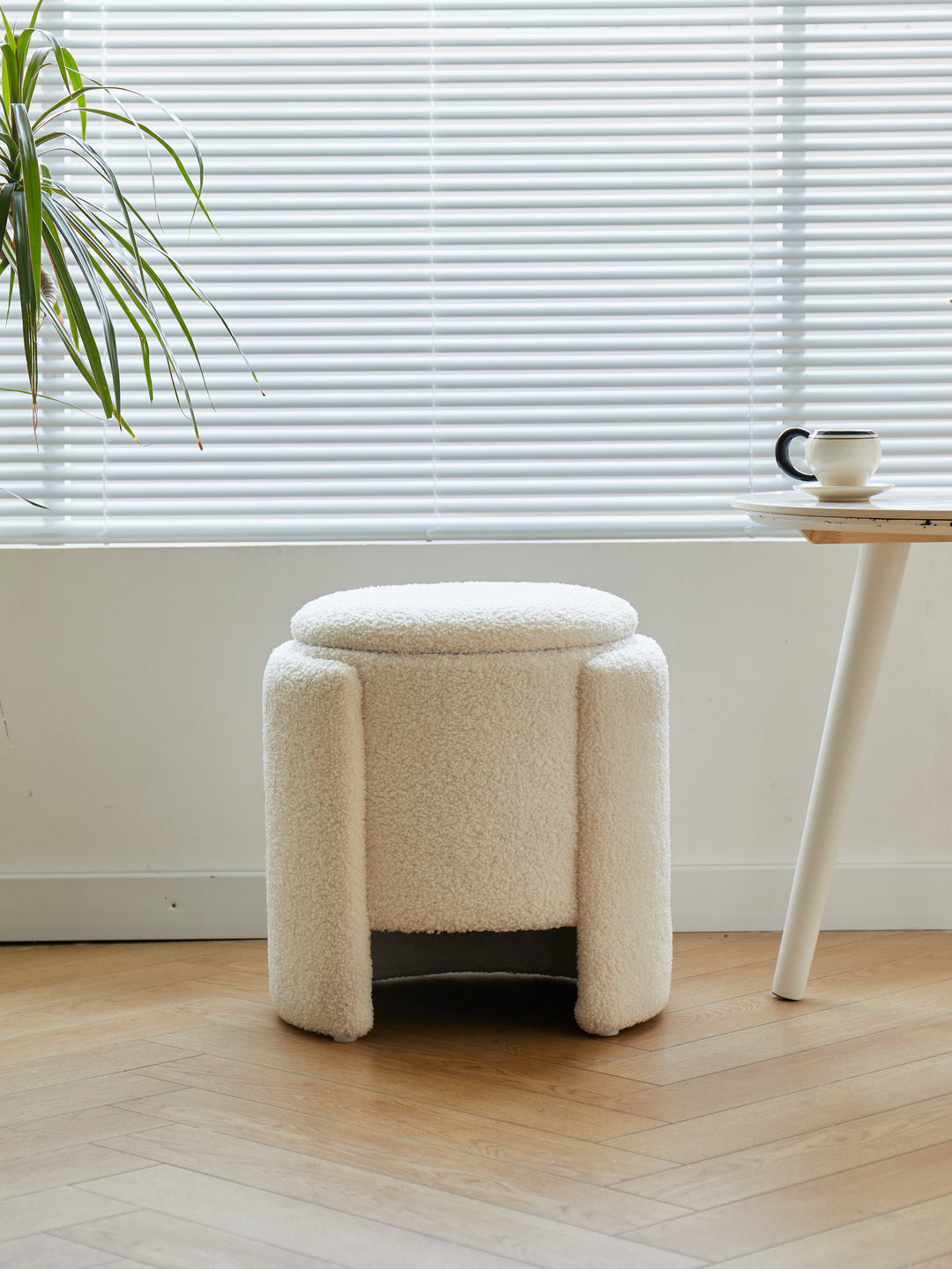 POUFMOSS Hvid Bouclé Puf