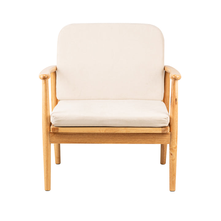 SURABAYA Massivt træ og Beige Stof Loungestol