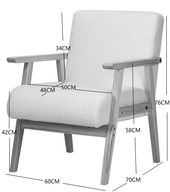 LOUIS Massivt Træ Beige Velour Loungestol