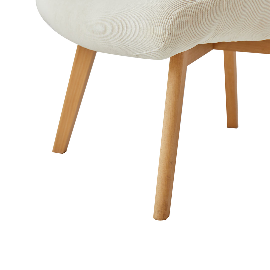 MALMO loungestol i massivt træ og beige fløjlsbukser
