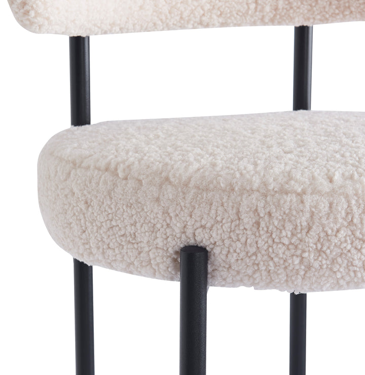 TABLARS Sæt med 2 metalbarstole i hvid bouclé