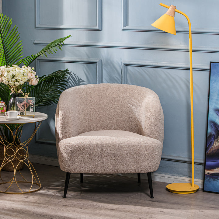 SVEN Metal og Beige Bouclé Lounge Chair