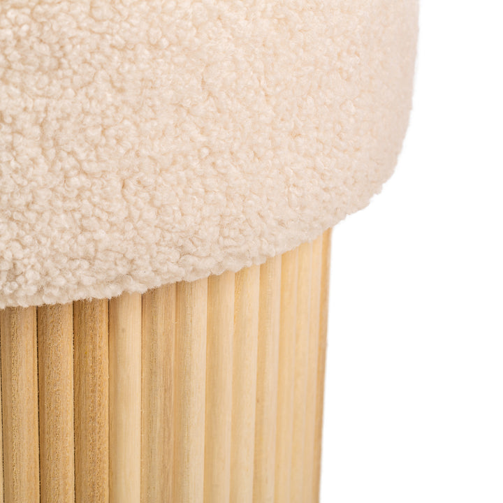 OTSU White Bouclé Puf med opbevaring