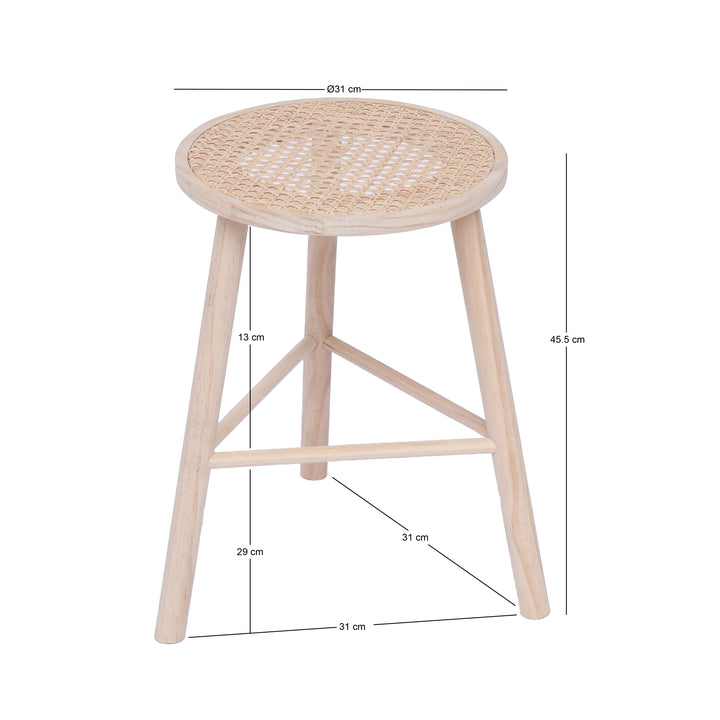 ITAMI skammel i massivt træ og rattan