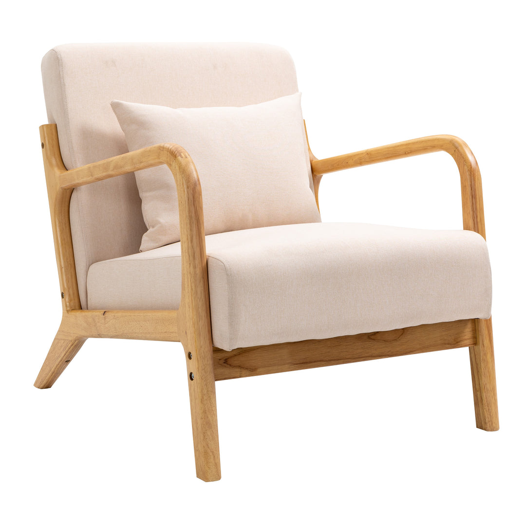 OHAMA loungestol i massivt træ og beige stof