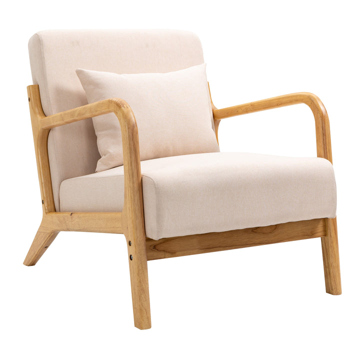 OHAMA loungestol i massivt træ og beige stof