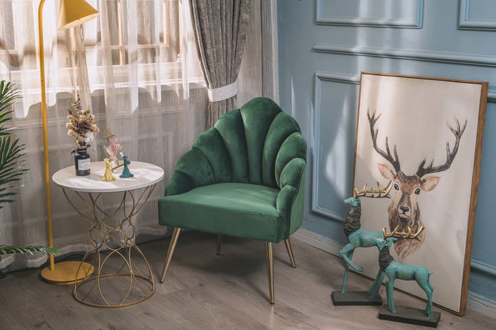 BOLGE Retro Metal og Grøn Velour Lounge Chair