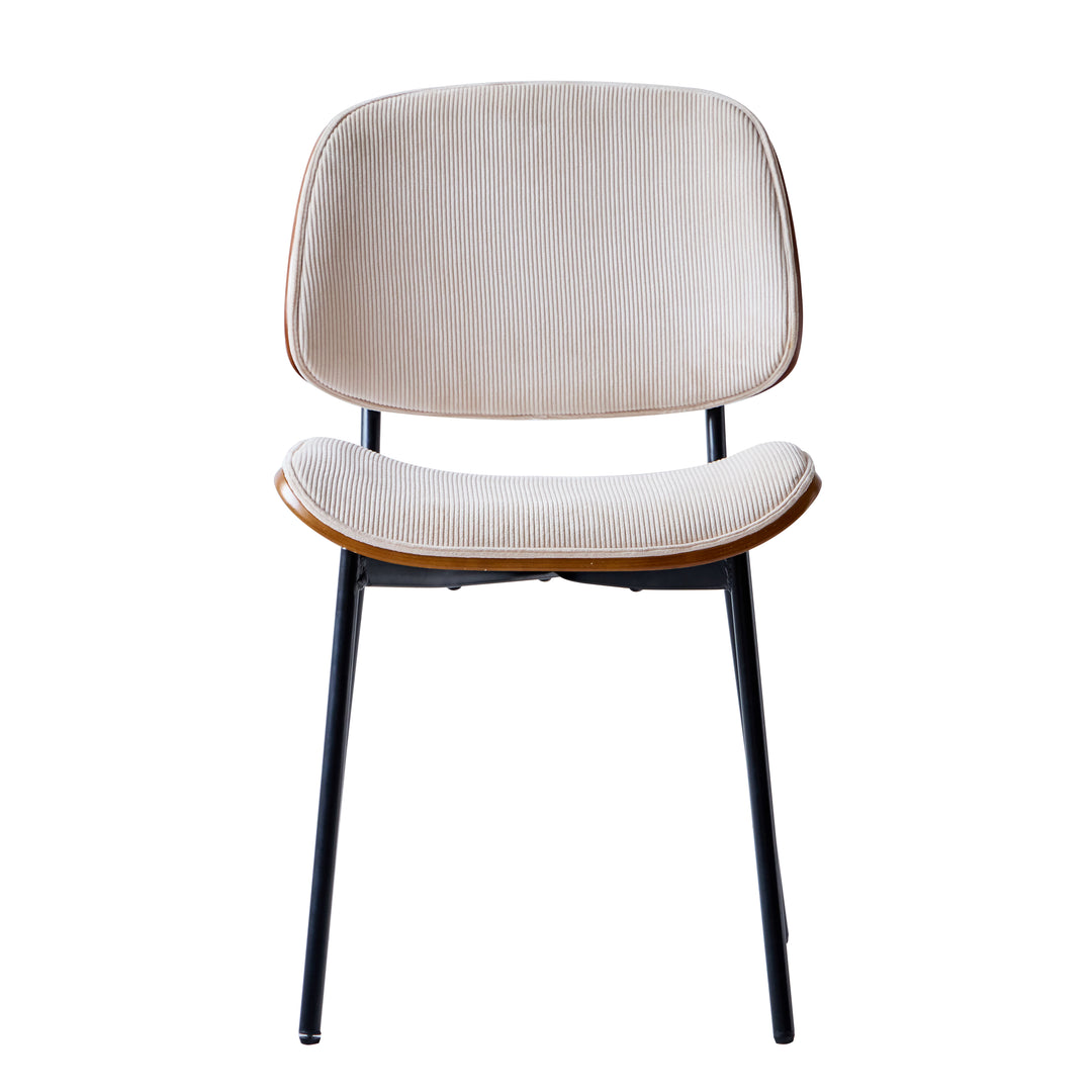 ODENSE Sæt med 2 metal spisestole i træ og beige corduroy