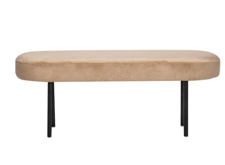 OSLO bænk i metal og beige fløjl