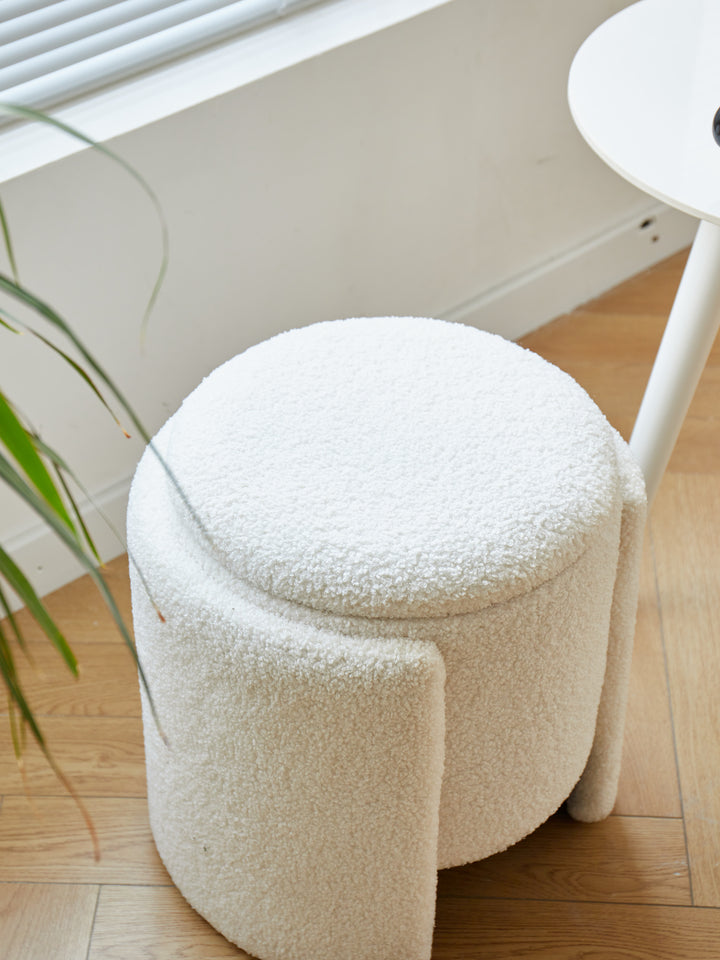 POUFMOSS Hvid Bouclé Puf