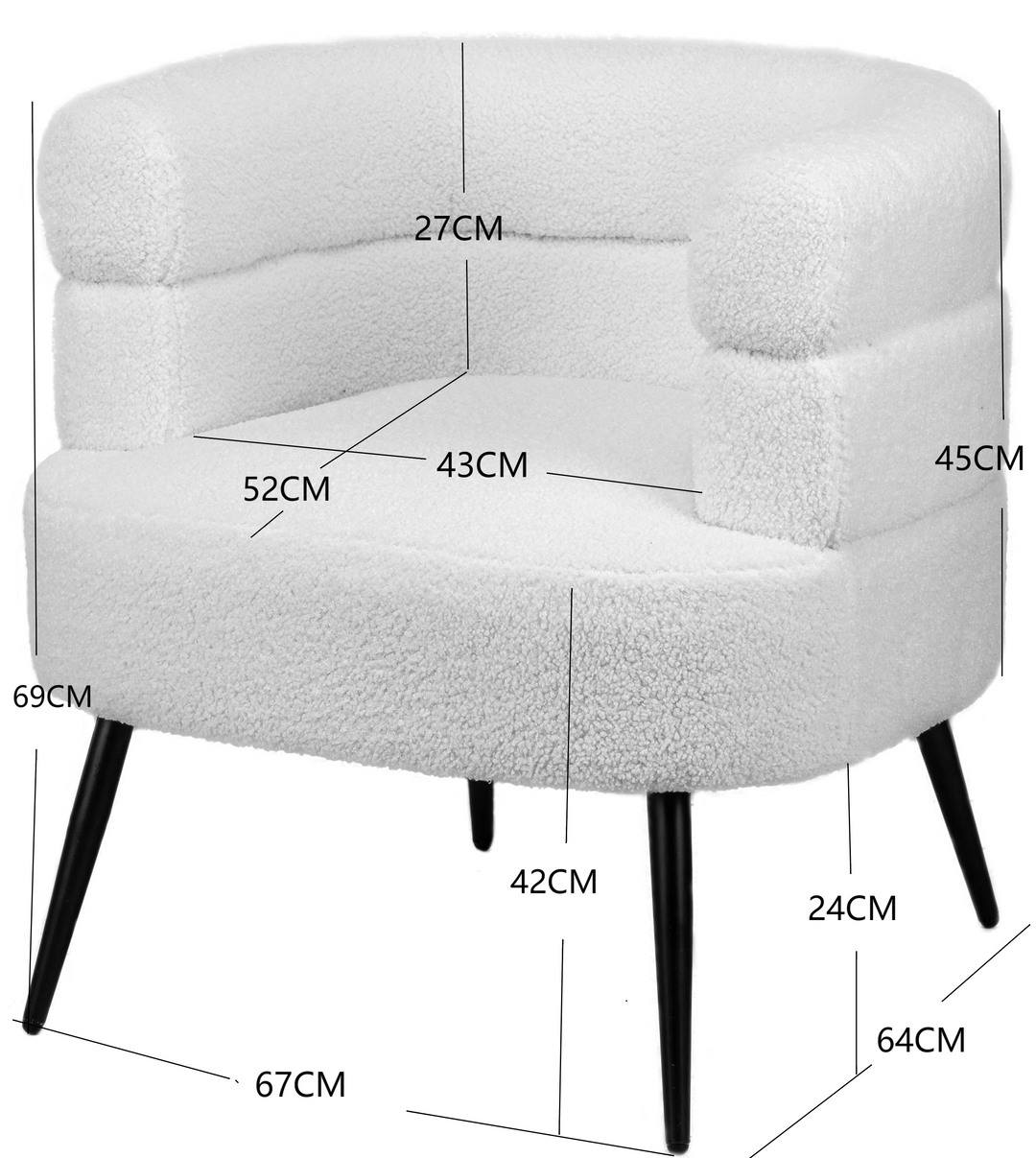 KORGEN Metal og hvid Bouclé Lounge Chair