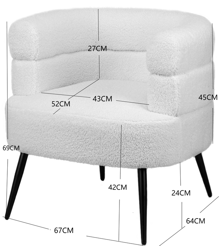 KORGEN Bouclé loungestol i metal og terracotta
