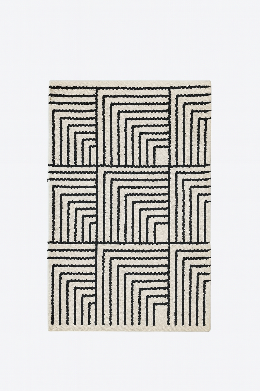 KEVO Rektangulært bomuldstæppe med sorte og beige mønstre 180 x 120 cm