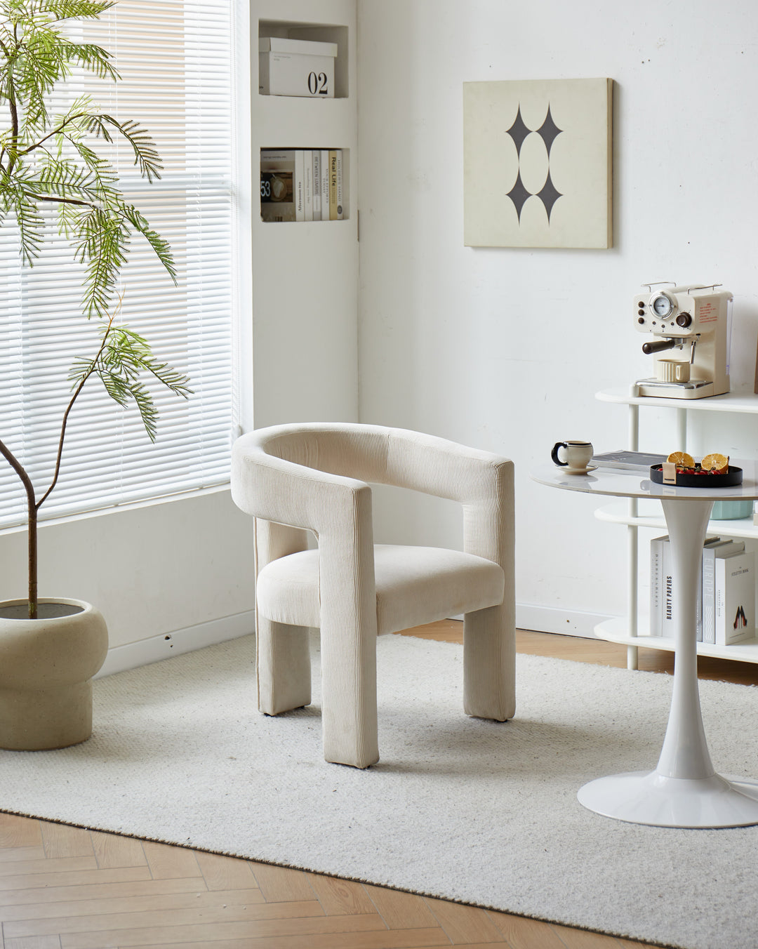 ARUSHA Beige fløjlsbøjlestol