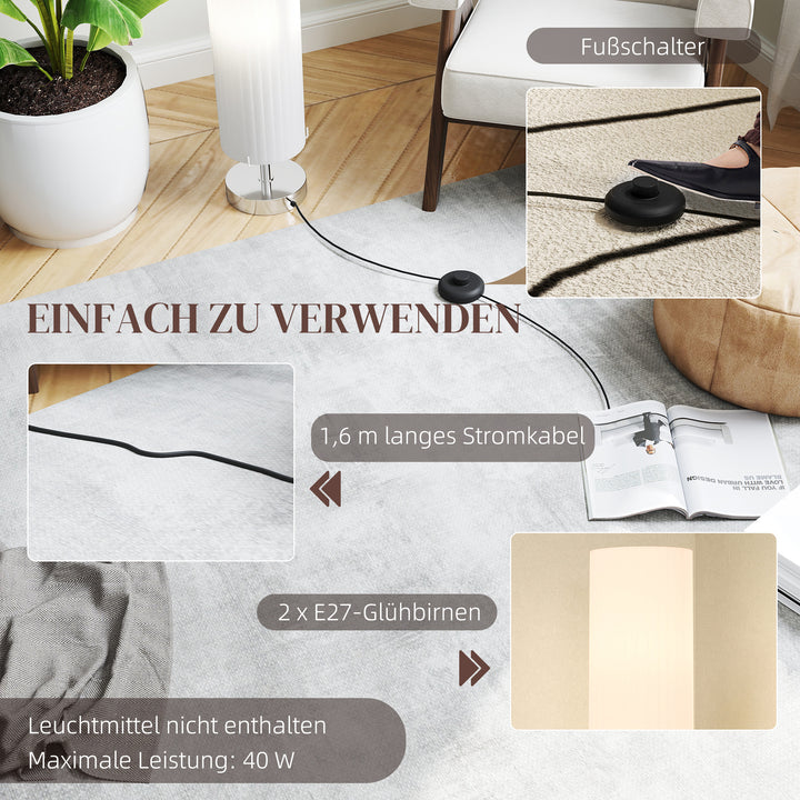 Gulvlampe til stue med polyesterskærm, 2 x E27-fatninger, til soveværelse, 14 x 14 x 120 cm