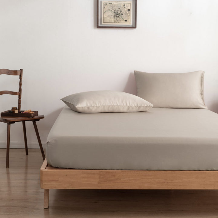Beige bambus Fitted Sheet Premium - op til 30 cm - 400TC Tanboocel - Blød Taupe