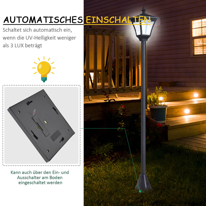 Solcellehavelanterne LED 30 lumen solcellelampe jordspyd 120 cm sort