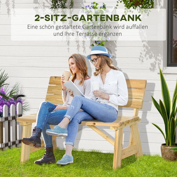 2-personers havebænk i træ, vejrbestandig, UV-bestandig, havemøbler med ryglæn, parkbænk, 220 kg lasteevne, balkonbænk, træbænk til altan, terrasse, have, 116 x 56 x 80 cm, naturlig