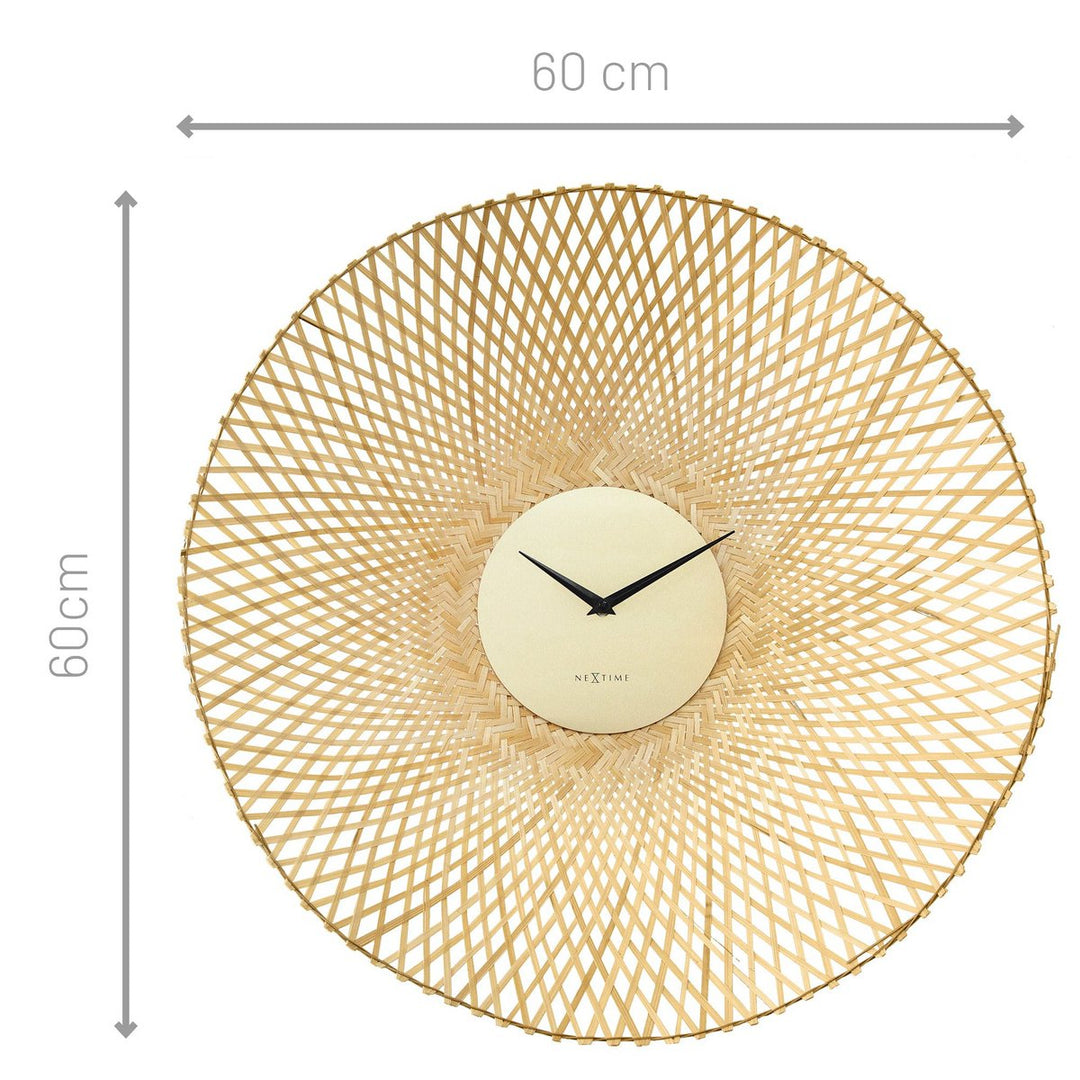 Vægur 60 cm-Silent-Brown/Sort-Bamboo-NeXtime 'Vortex'