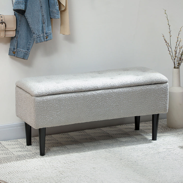 Opbevaringsbænk, op til 120 kg, fløjlslook, 95x38x45 cm, grå