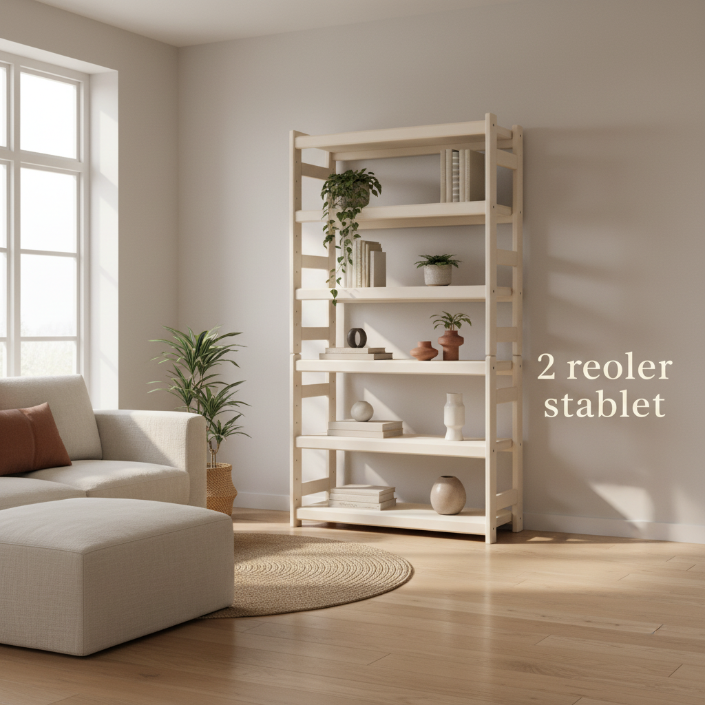 Modulær reol i bøg, 2 hylder, 60 × 60 × 43 cm