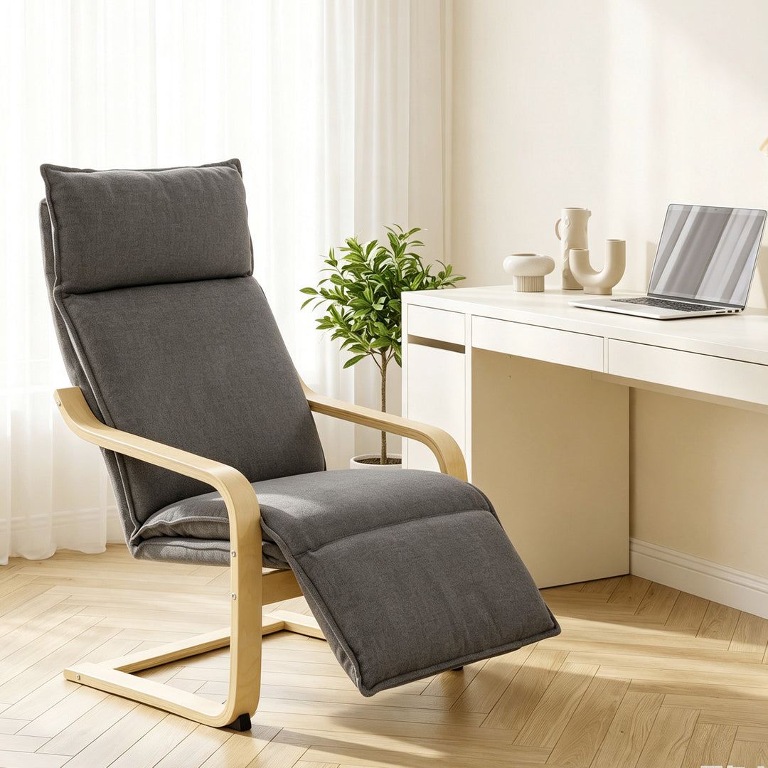 Loungestol, stuestol med fodstøtte, moderne mørkegrå