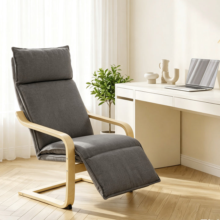 Loungestol, stuestol med fodstøtte, moderne mørkegrå