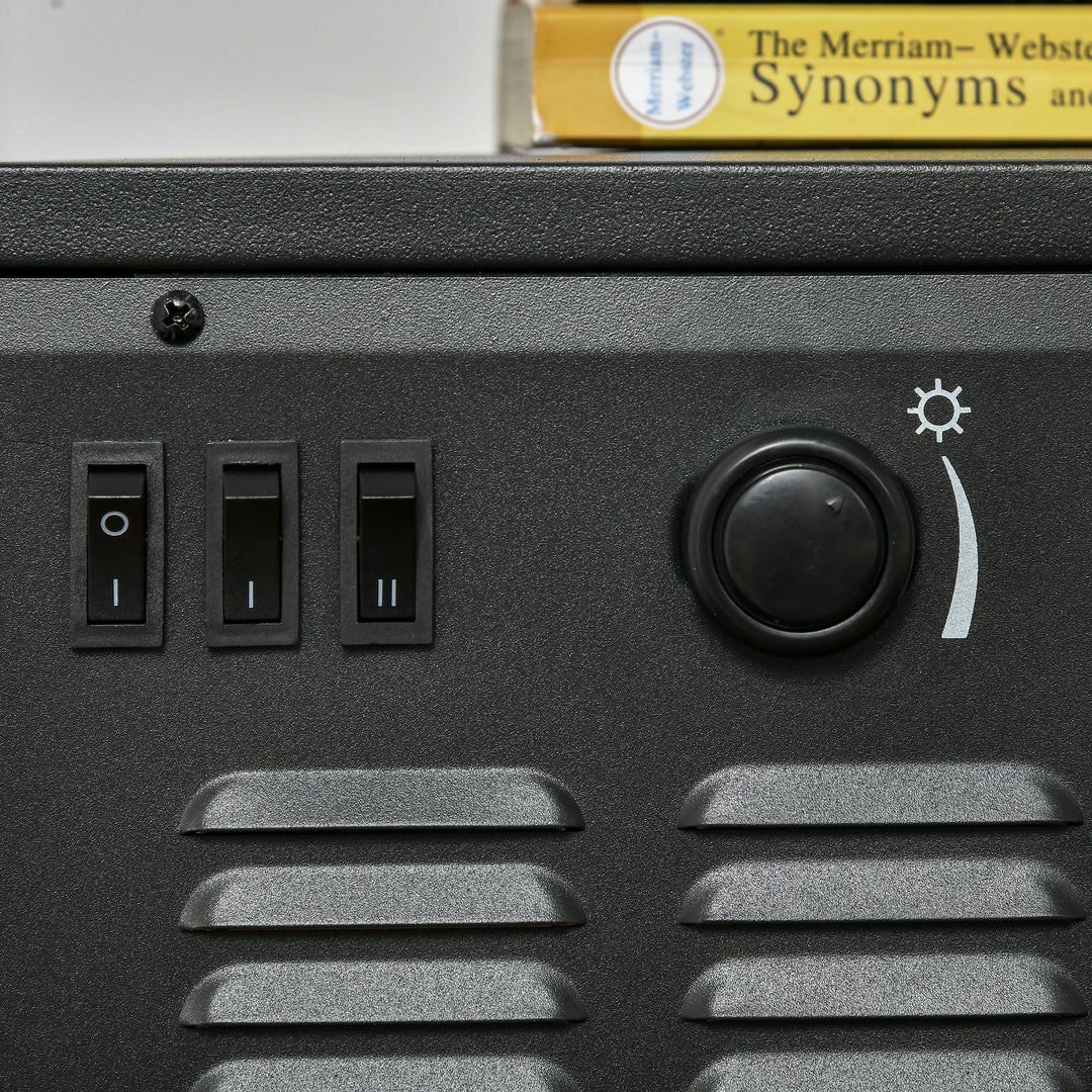 Elektrisk pejs, realistiske flammer, 2 varmeindstillinger, overophedningsbeskyttelse, stål, sort, 44,5 x 32 x 74 cm