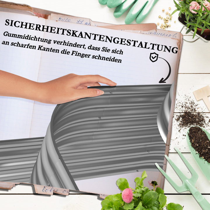 Højbed, udendørs blomstertrappe-plantekasse, 3 trin, 158 x 109 x 82 cm, sølv