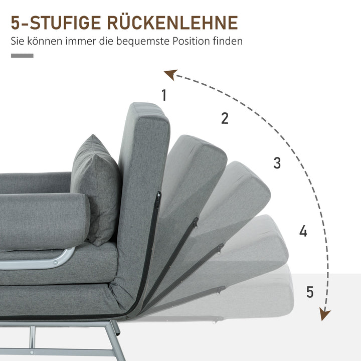 Polstret lænestol, kan omdannes til gæsteseng, ergonomisk, mørkegrå