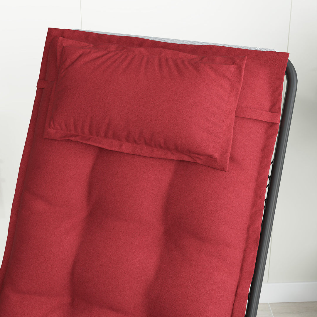 Sæt med 2 hynder til liggestol vandafvisende liggestolhynde til haveliggestolhynde 50x116x5 cm, vinrød