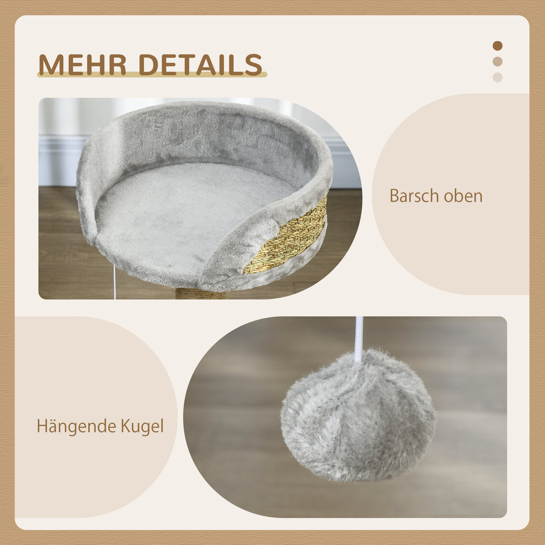 Kradsetræ katteseng kattekurv, inklusive legebold, 40 cm x 40 cm x 49 cm, grå