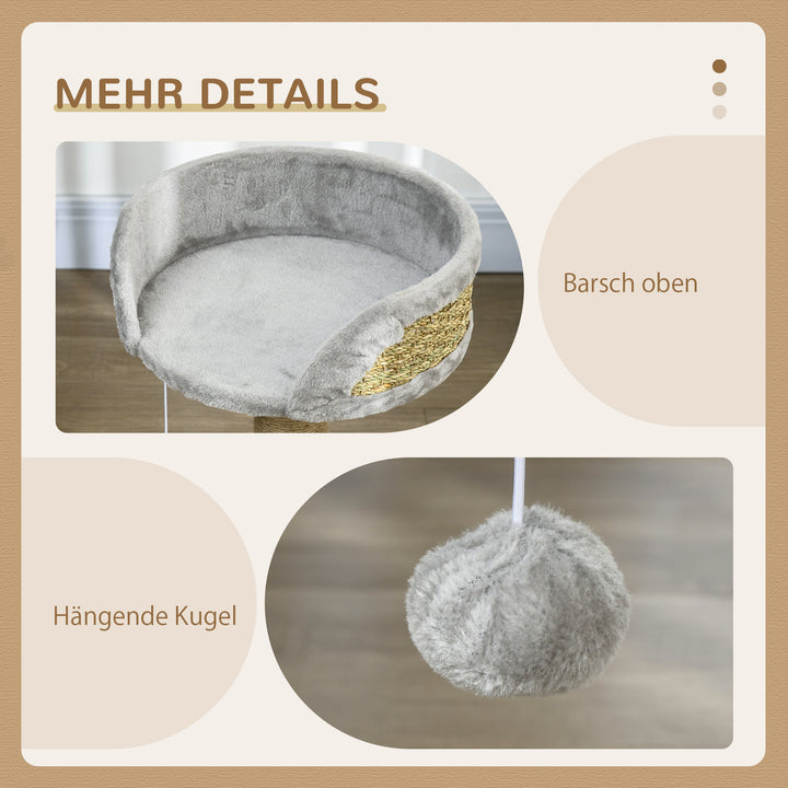 Kradsetræ katteseng kattekurv, inklusive legebold, 40 cm x 40 cm x 49 cm, grå