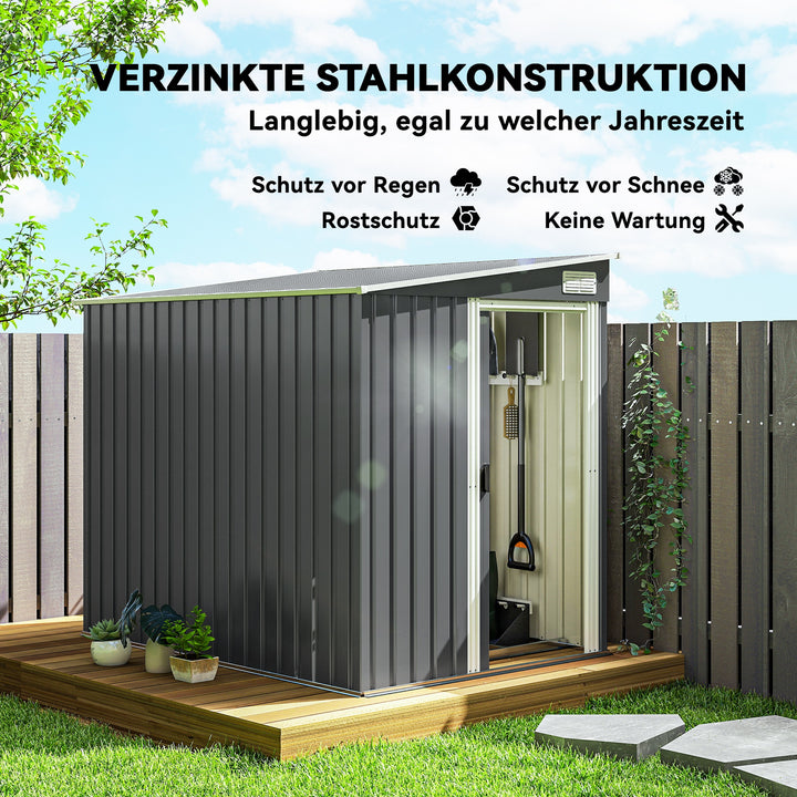 Metal haveskur 2,81m² 154x206,5x181 cm Redskabsskur med hultag Fundament